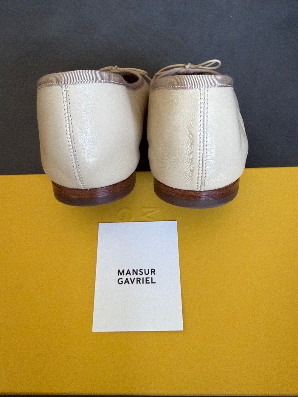 Beige/“Dune” Mansur Gavriel Italian lambskin Leather Ballet Flats - Picture 5 of 5